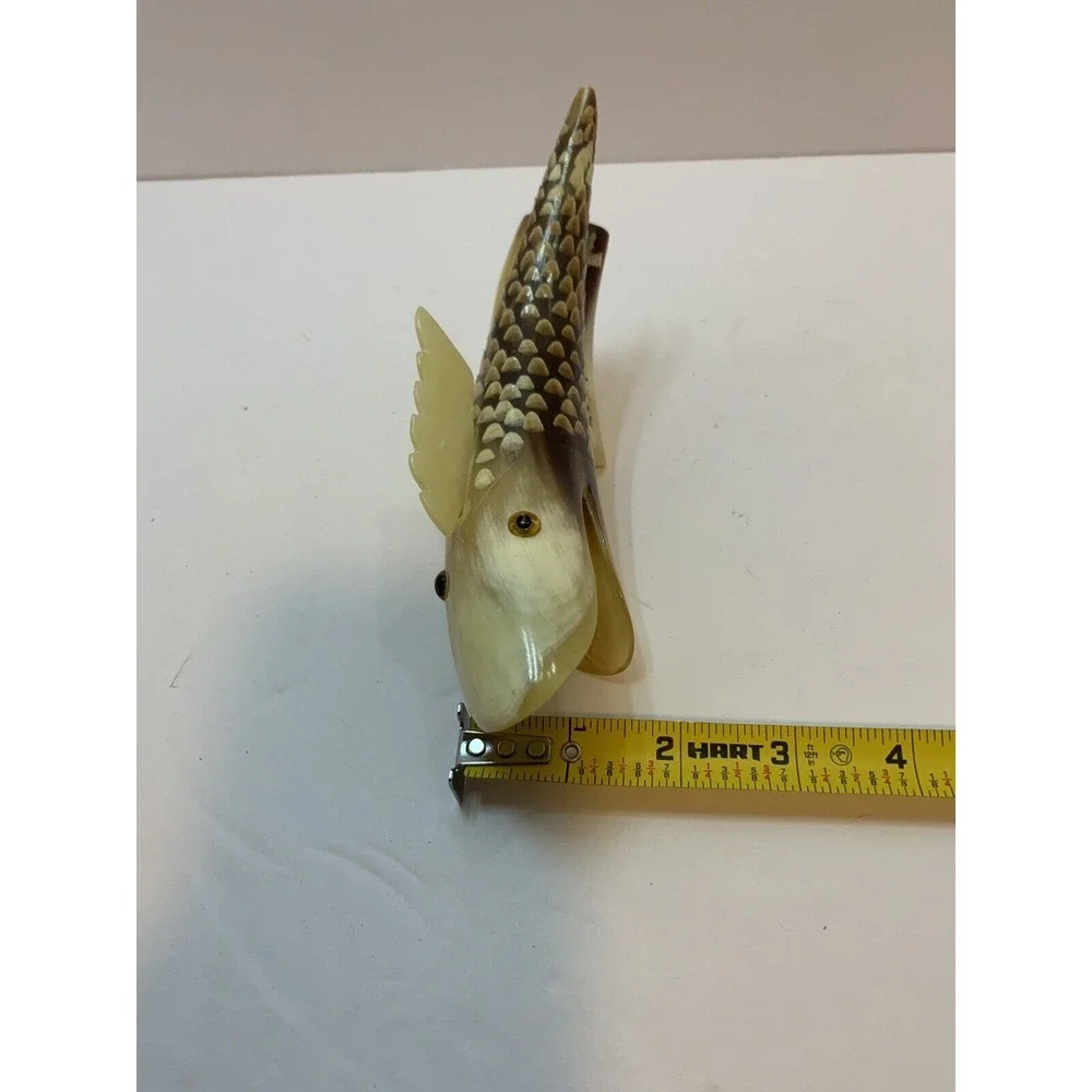 Vintage Bovine Horn Open‎ Mouth Decorative Fish Sculpture